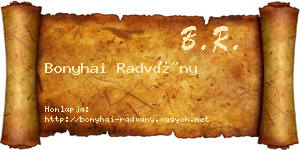 Bonyhai Radvány névjegykártya